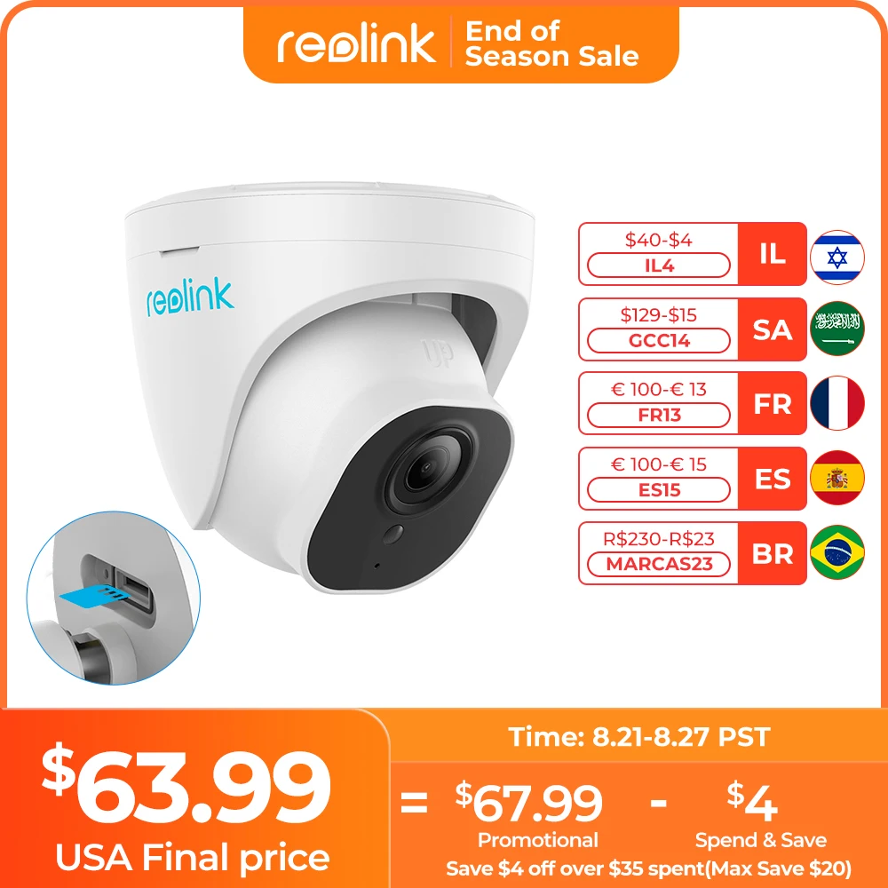 Reolink Smart Security Camera 4K 8MP PoE Outdoor Infrared Night Vision Dome Cam Featured with Person/Vehicle Detection RLC-820A