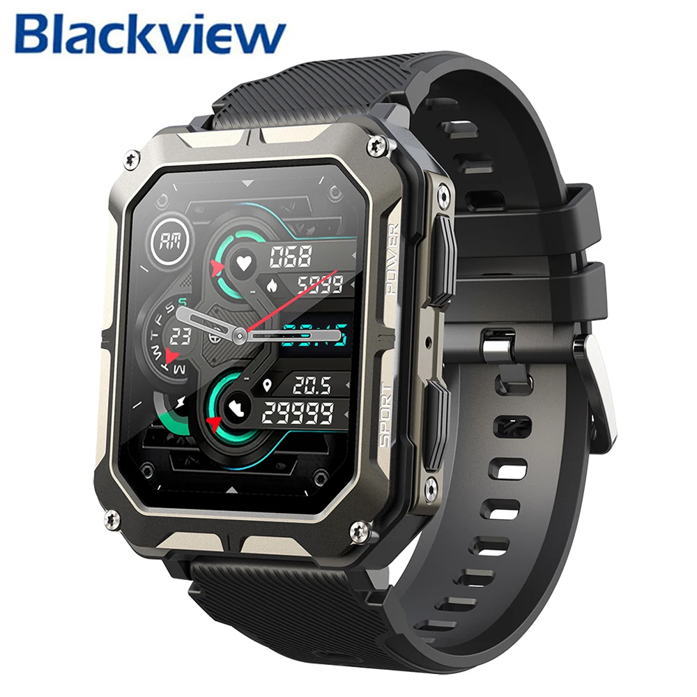 

Мужские Водонепроницаемые Смарт-часы Blackview C20PRO IP68, фитнес-трекер для занятий спортом на открытом воздухе, 24 часа, монитор здоровья, 1,83 дюйма, Смарт-часы