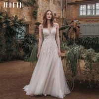 jeheth charming v neck tulle boho wedding dress backless a line lace appliques bridal gown sweep train vestido de novia %d1%81%d0%b2%d0%b0%d0%b4%d0%b5%d0%b1%d0%bd%d0%be