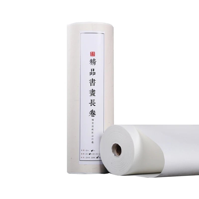 100m Long Roll Half-Rice Xuan Paper Calligraphy Brush Writing Practice Ripe Rice Paper Chinese Landscape Painting Raw Xuan Paper