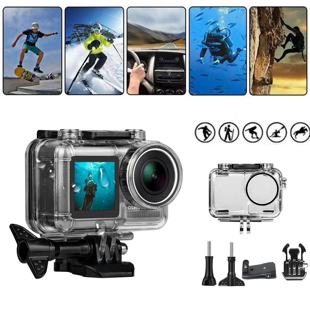 

5pcs Waterproof Diving Shell Underwater Case Cover Backpack Clip Screw Base Dock Kit for DJI OSMO Action for Gopro Accessories