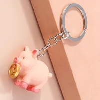 3d cartoon animal keychain for car key resin money pig key rings women men handbag pendants key chains jewelry accessories