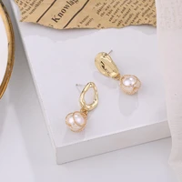 silver needle metal pearl earrings asymmetric geometric earrings korean temperament simple studs earrings jewelry for women 2022