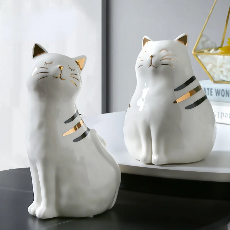 

Creative Lovely Cat Vase Ornament Simple Flower Arrangement In Ceramic Living Room TV Cabinet Home Accessories