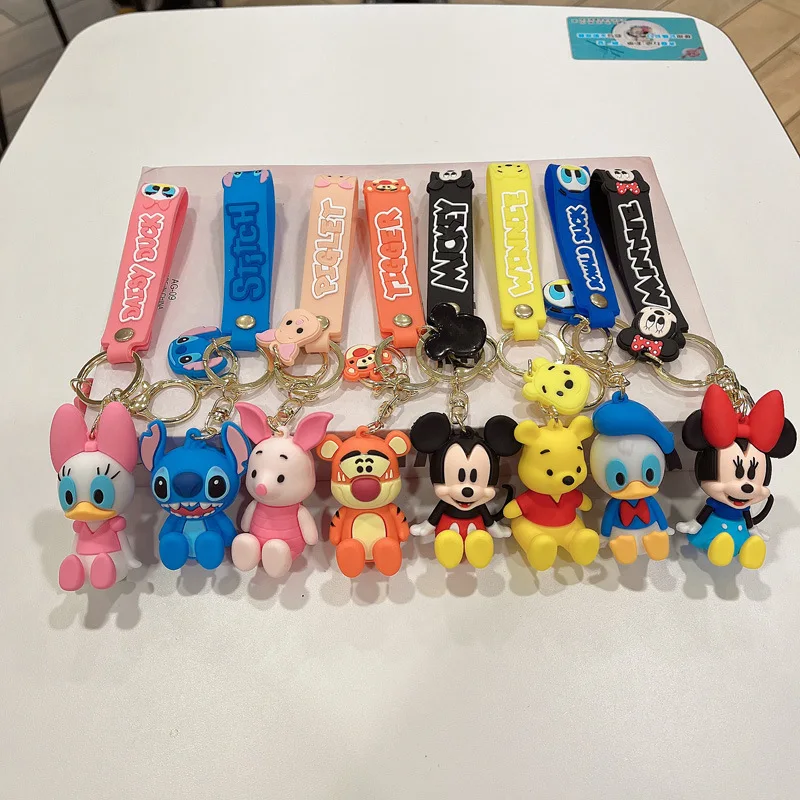 

Anime Figure Disney Minnie Mickey Winnie the Pooh Piglet Tigger Daisy Donald Duck Doll Keychain Car Bag Pendant Toy Gift