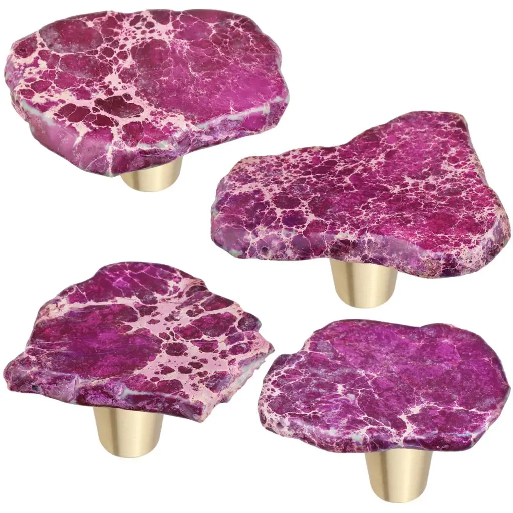 Sea Sediment Jasper Cabinet Knobs With Screws Healing Rough Stone Drawer Pull Handles For Dresser Wardrobe Cupboard Decor