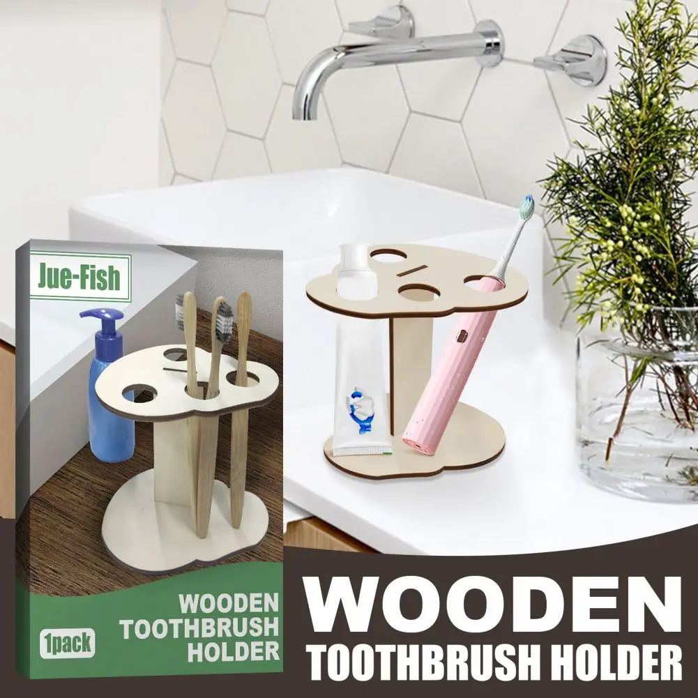 

Wooden Toothbrush Holder Bathroom Toilet Toothpaste