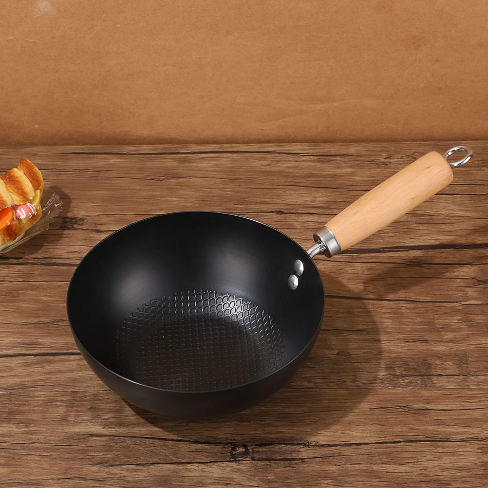 

Frying Pan Induction Hob Wok Stir-fry Home Traditional Japanese-style Everyday Cookware Accessories Wooden Iron Pans