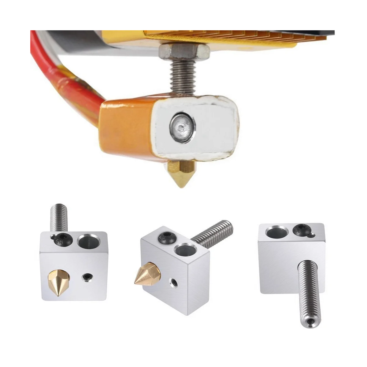 

3D Printer Part 0.4Mm Extruder Nozzle Print Head+1.75Mm Tube+Heater Blocks Hotend for MK8 3D Printer Accessories