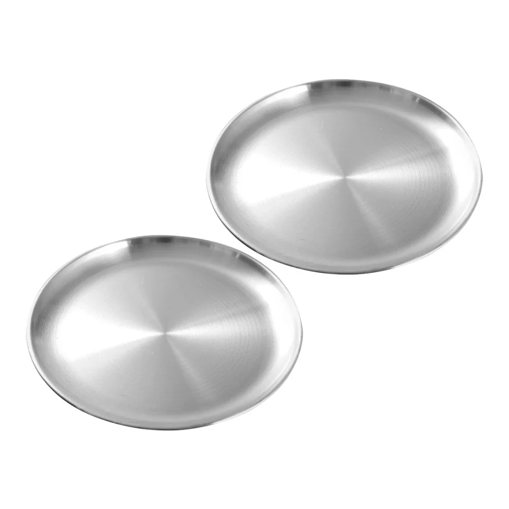 

Plate Plates Metal Steel Stainless Dish Serving Tray Dinner Dishes Bbqpan Steak Round Salad Camping Platter Pizza Jewelry Picnic