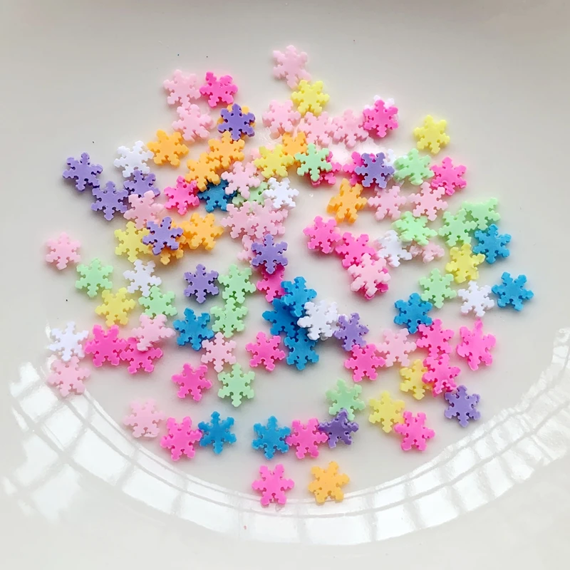 

300 шт. Разноцветные Милые снежинки с плоской задней стороной для художественного оформления ногтей, с мягкой керамические украшения DIY орна...
