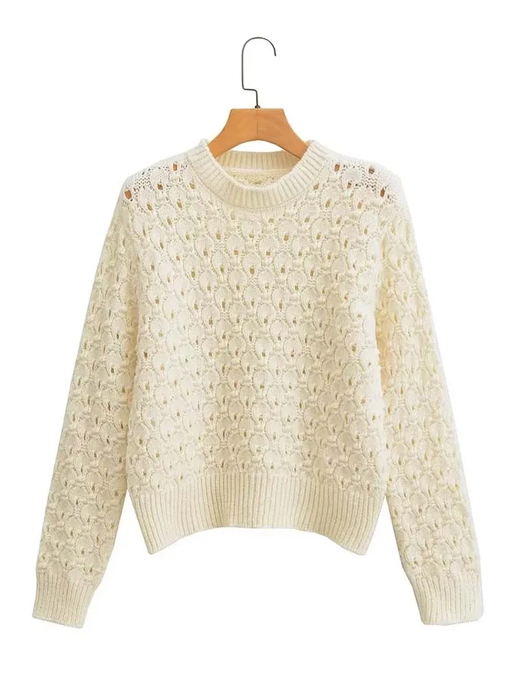 

KLKXMYT TRAF вязаный свитер женский пуловер 2022 Модные ажурные Топы с длинным рукавом женские осенние Повседневные свитера женские джемперы