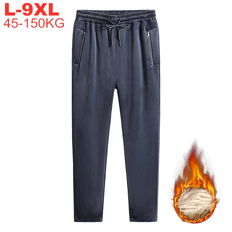 

Large Size 9xl 8xl Winter Warm Sports Pants Men Casual Thicken Fleece Jogger Trackpants Men's Trousers Tactical Sweatpants Male