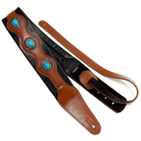 guitar strap ethnic style leather adjustable acoustic electric bass strap guitar belt guitar parts accessories brown