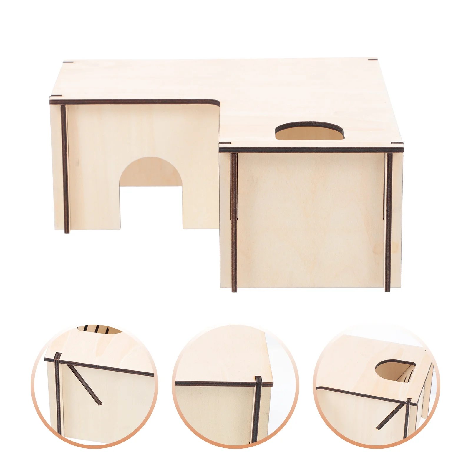 

House Hamster Wooden Pet Hideout Cagehabitatdwarf Mice Place Animal Toy Gerbils Natural Wood Maze Hiding Cat Play Hut Toys