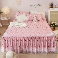 princess style bed skirt sheet lace decor microfiber girls bed cover mattress protect cover small floral print korean bedsheet