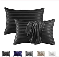 luxury style striped jacquard pillowcase 100 silk protective hair skin bedding pillow cover for bedroom decor