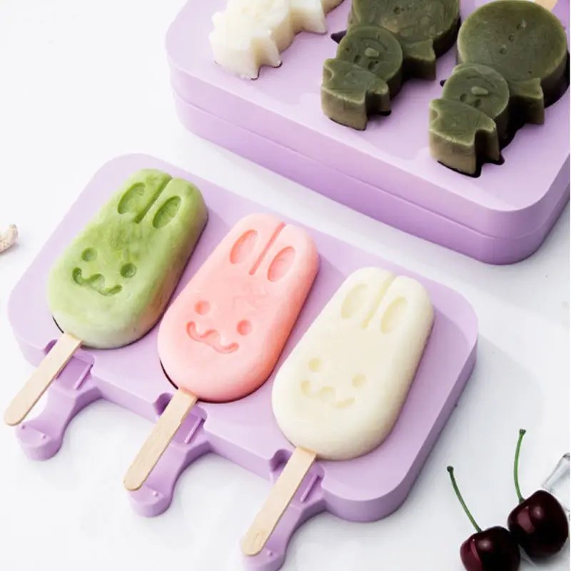 

Ice Cube Cartoon Silicone Popsicle Mold Food Ice Cream Cold Drink Mold Box Sanlian Ice Cream Making Ice Cream Mold