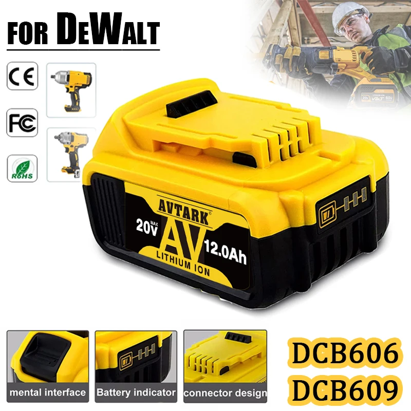 

2023 обновление для DeWalt 20V 6.0Ah 8.0Ah 12.0Ah DCB200 сменный литий-ионный аккумулятор, MAX XR DCB205 DCB201 DCB203 аккумулятор для электроинструмента