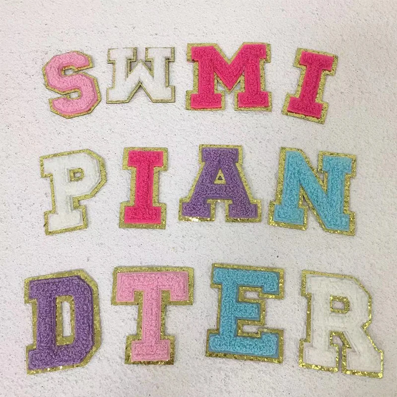 

1PC 5.5CM A-Z Letter Patches Self Adhesive Alphabet Sewing on Appliques Embroidered Chenille English Letters For Hat Shirts