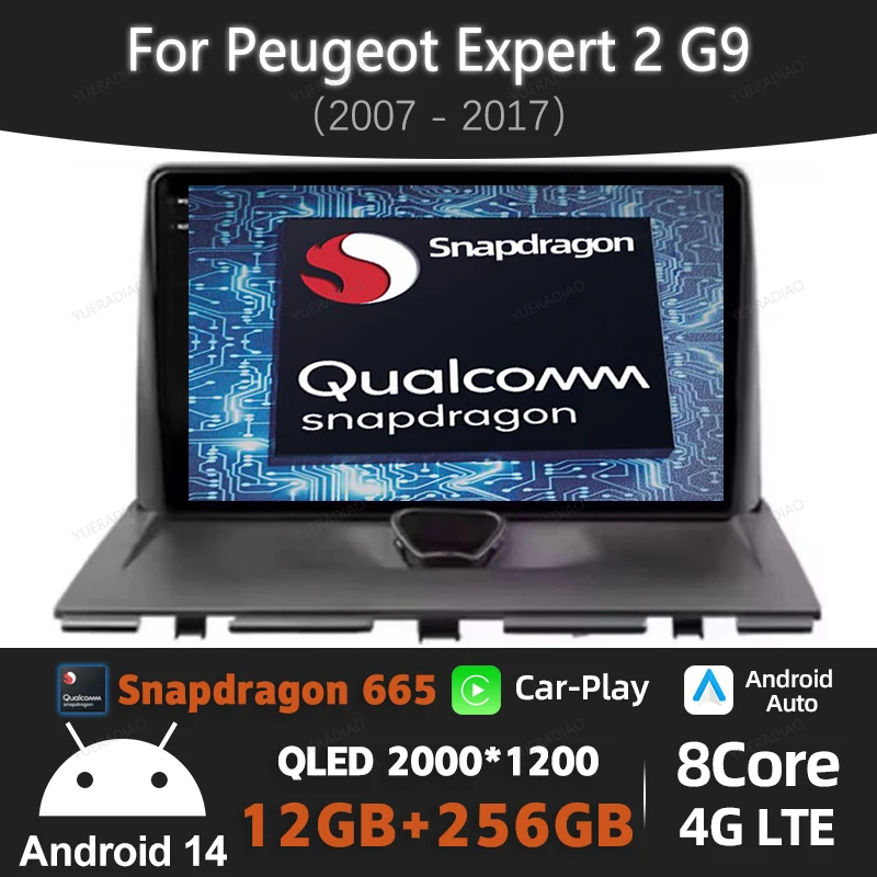 Автомобильный радиоприемник Android 14 для Peugeot Expert 2 G9 2007-2017 Мультимедийный