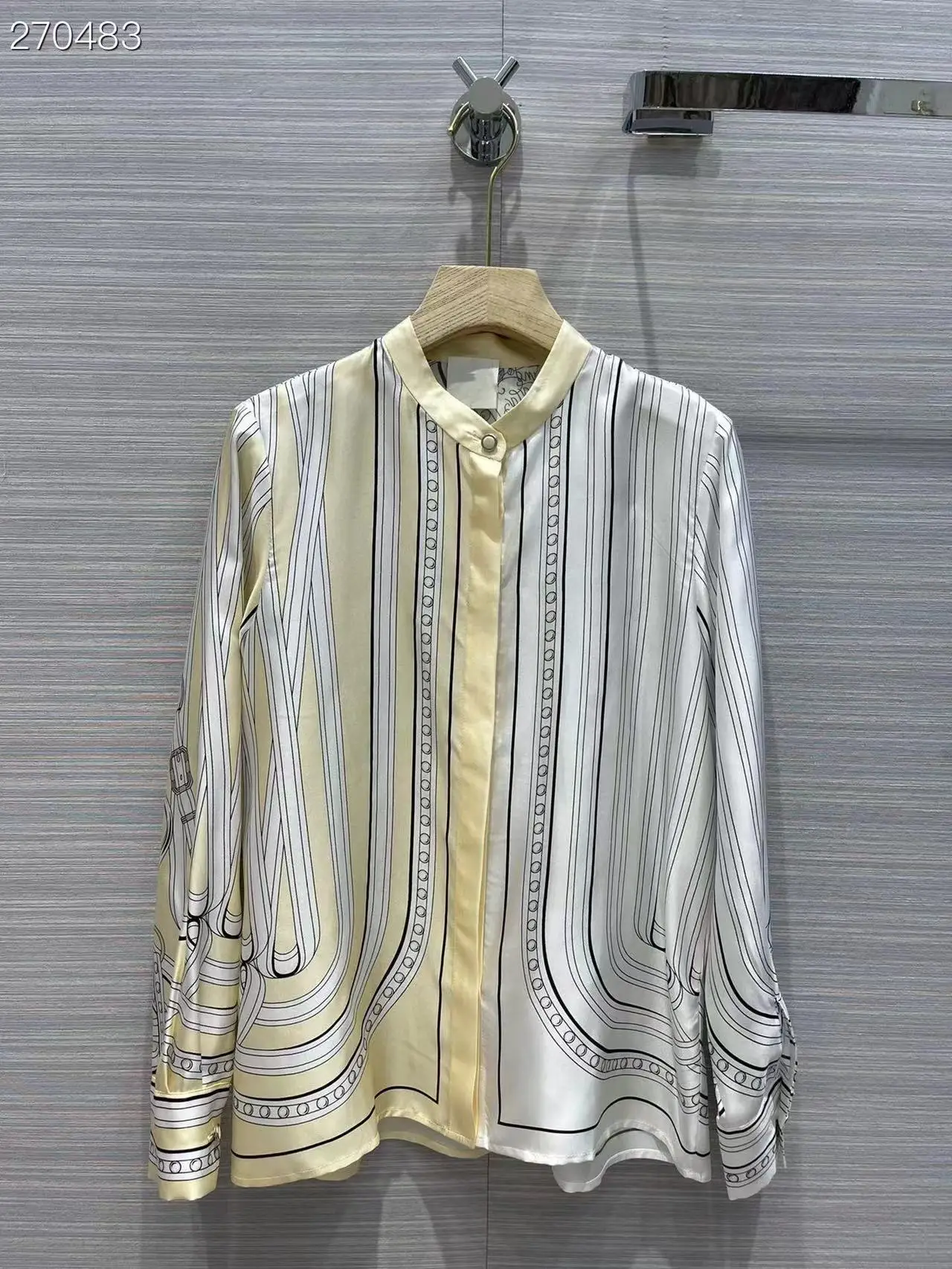 

Fyion Fashion Top Blouse 2022 Summer New Styles Women Runway Print High Quality Silk Single Breasted Loose Blouse