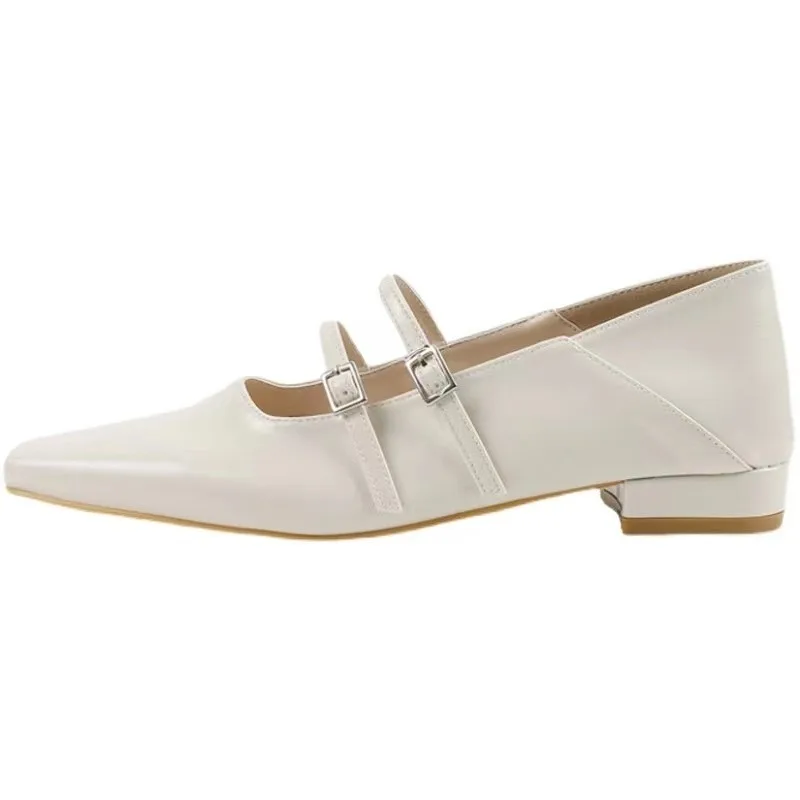 Eleganckie damskie baletki z płaską podeszwą Designerskie zakładki ze skóry bez sznurówek Wygodna miękka podeszwa Kwadratowe ...