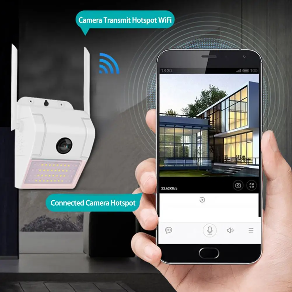 

1 Set LED Wi-Fi Camera IP66 Waterproof Night Vision Delay-Free 2-in-1 Outdoor Wireless Wi-Fi Network Camera LED Lamp for Home