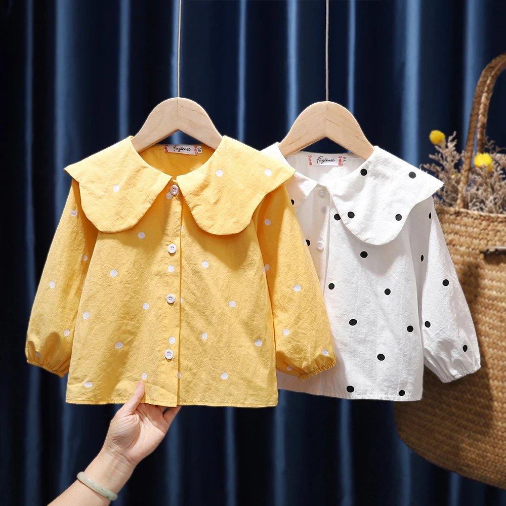 Рубашка для маленьких девочек блузка верхняя одежда с длинным рукавом детский