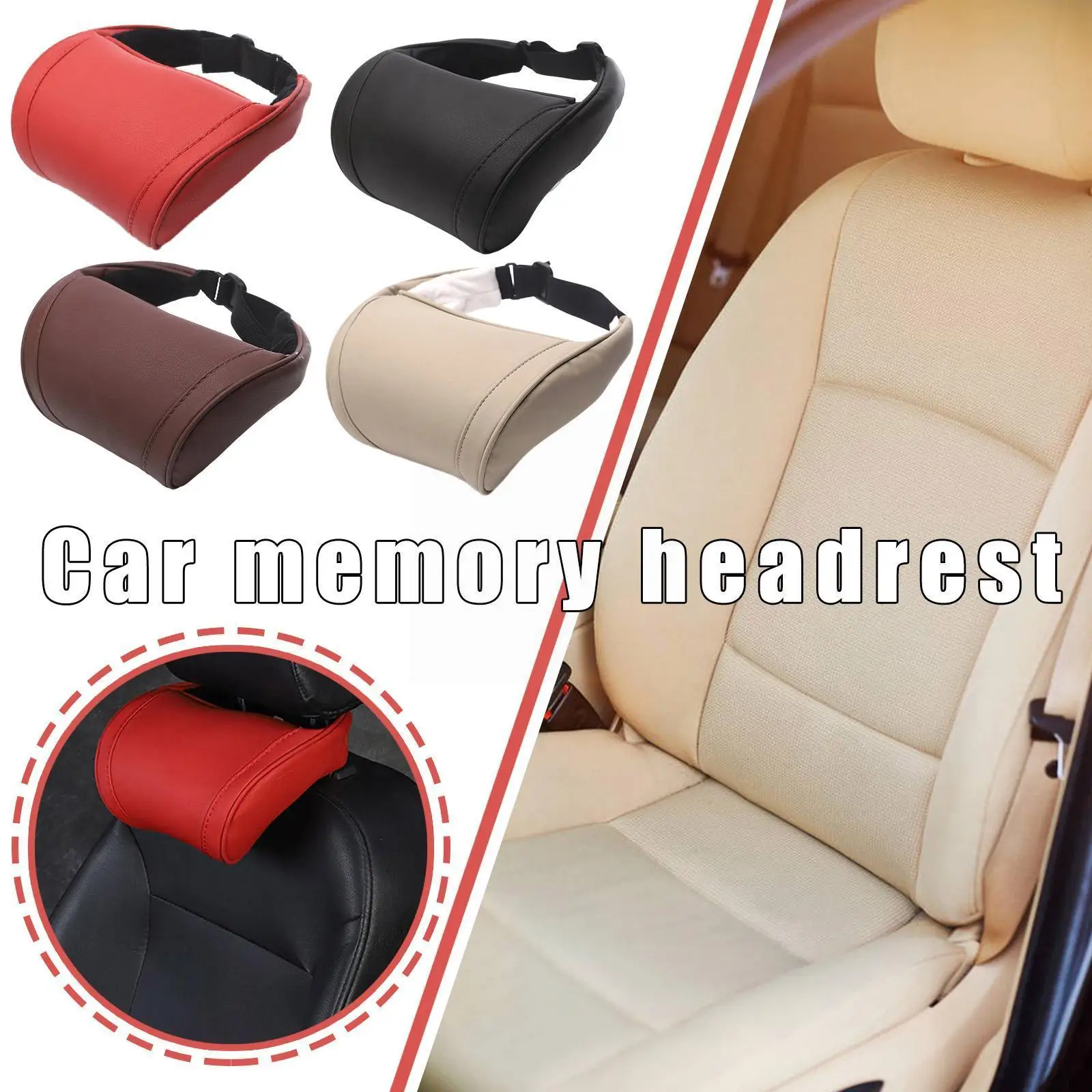 

Автомобильная Кожаная подушка для подголовника сиденья, мягкие удобные автомобильные аксессуары, подушка для шеи, подголовник, универсаль...