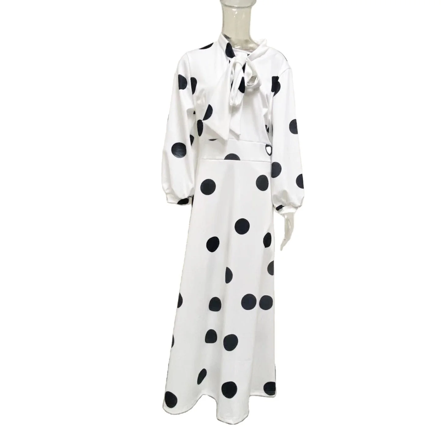 Plus Size Women's Dress Spring 2023 New Fashion Large Lady Women's Print Dot Dresses Long Sleeves Looose Elegant Maxi Dress
