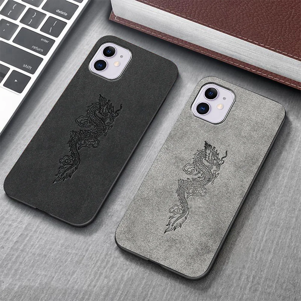 

Fabric Case for iPhone 12 pro Max Case Dragon Cloth Funda iPhone 11 13 Pro Max 12 Mini 7 8 Plus 6 6s XS X XR SE 2020 2022 Covers