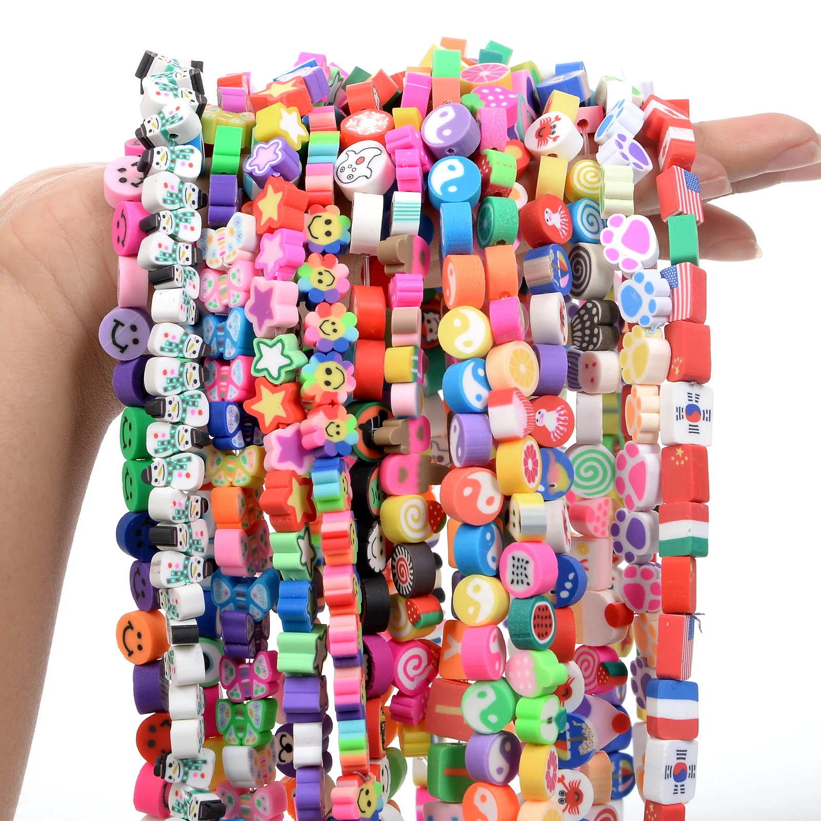 

30Pcs Cartoon Smiley Clay Beads Colorful Letters Spacer Bead Diy Charm For Making Jewelry Necklace Bracelet Accessories 10mm