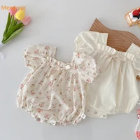 baby floral romper summer girl baby fashion air bubble sleeve one piece newborn baby wrap kids cotton clothing jumpsuits 0 24m