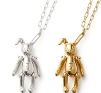 rabbit pendant sterling silver tone necklace simple amb hip hop fashion jewelry exquisite gift box packaging