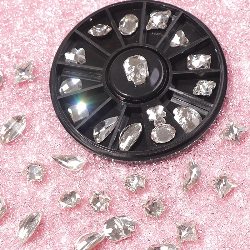 

12PCS Glasss Nail Art Decoraiton Rhinestones Crystal Diamond For False Nail Tips Manicure Jewelry Accessories Supplies Set