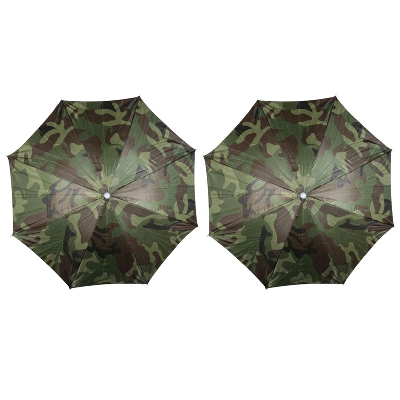 

2X Portable Rain Umbrella Hat Camouflage Foldable Outdoor Sun Shade Waterproof Camping Fishing Headwear Cap Head Hats