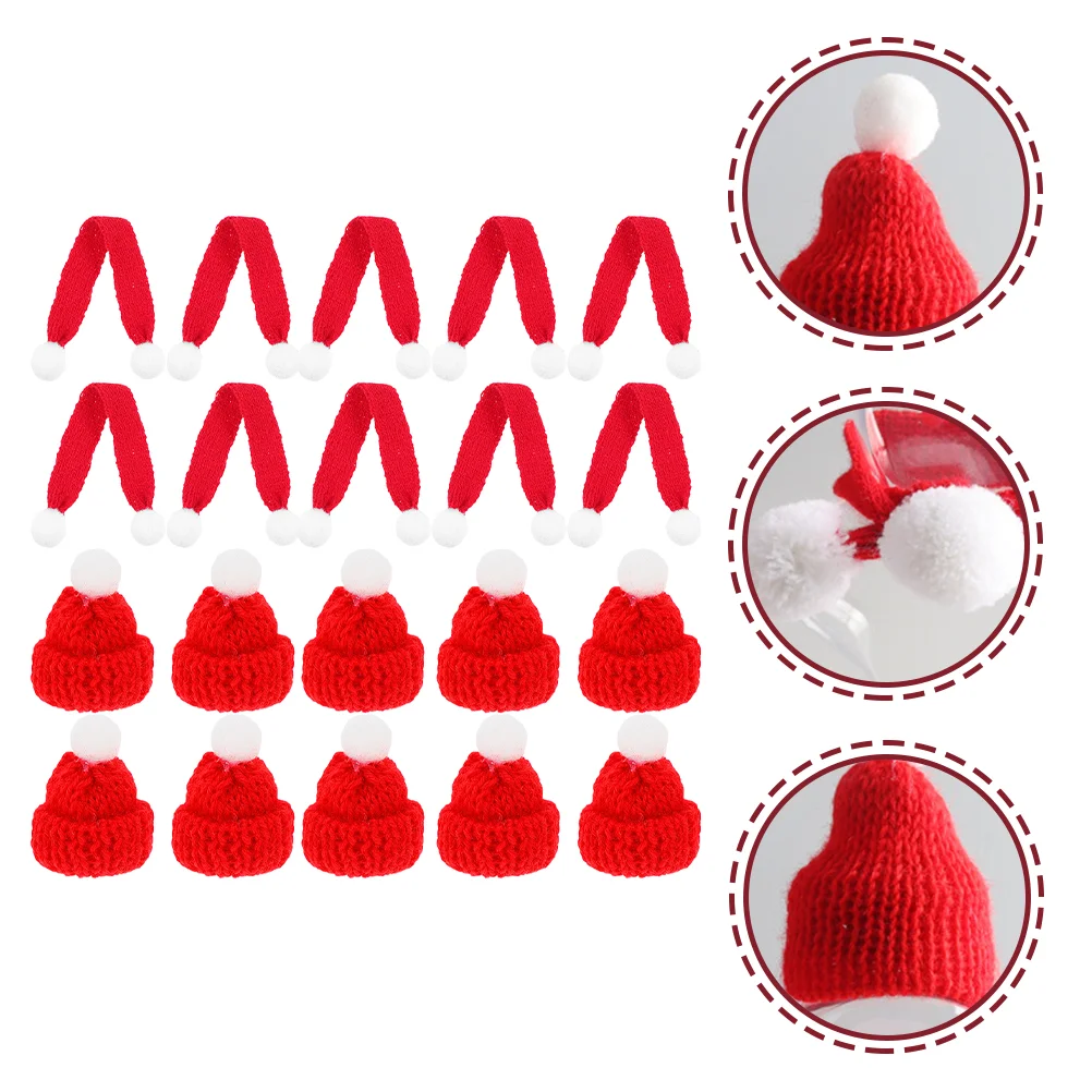 

20 Pcs Mini Beanie Miniature Hat Decor Miniture Decoration Christmas Party Baby Gift Scarf Xmas Cup Lid
