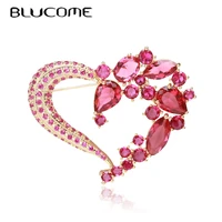 blucome new creative simple love shape brooch elegant zircon pin temperament corsage women jewelry accessories