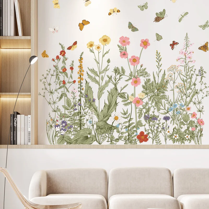 

Новые окрашенные цветы, домашнее настенное украшение для гостиной, настенные наклейки, самоклеящиеся настенные украшения для спальни, деко...