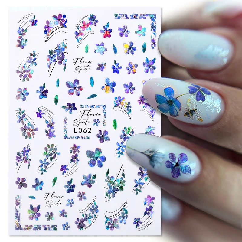 3D наклейки для ногтей с красными цветами