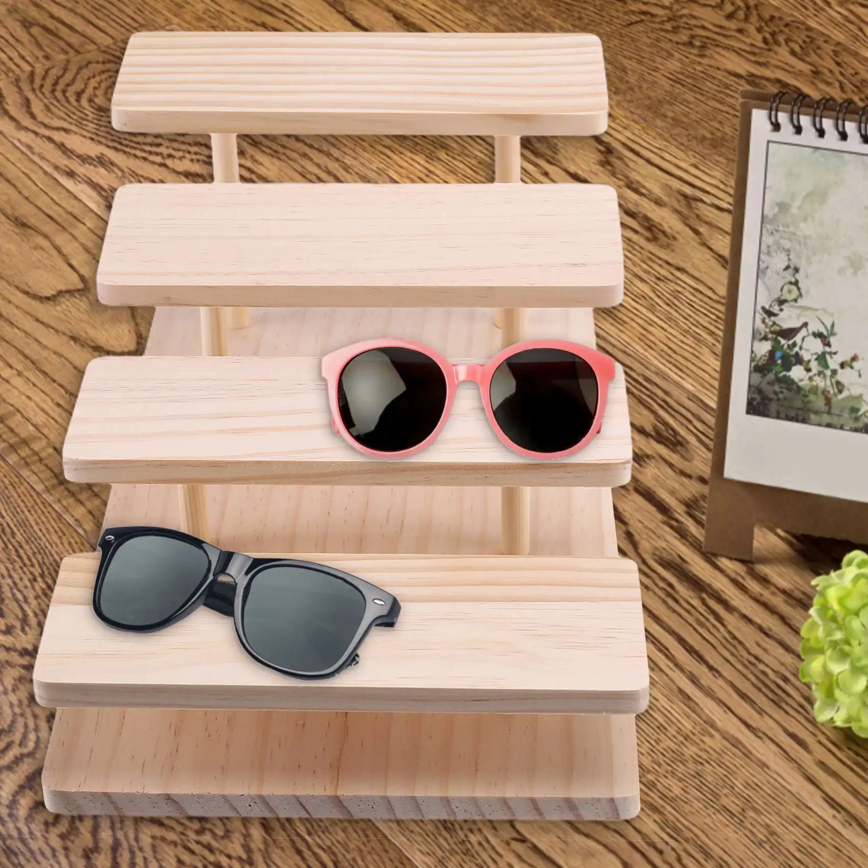 Assembleable Bamboo Sunglasses Stand Glasses Display Jewelry Holder Bracelet Watches Show Product 4