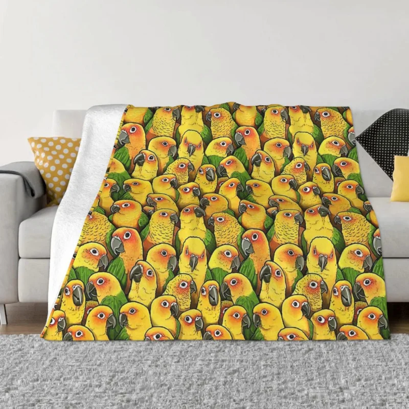 

Parrot Bird Blanket Flannel Decoration Jenday Conures Portable Home Bedspread