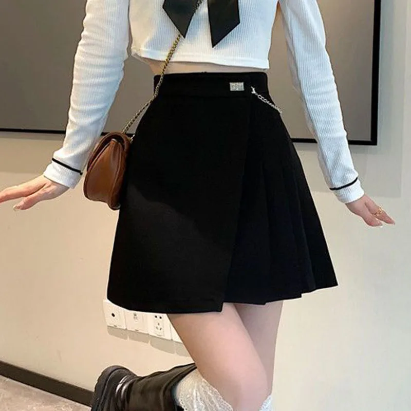 

Женская юбка-трапеция с завышенной талией, универсальная черная мини-юбка в Корейском стиле, лето 2023