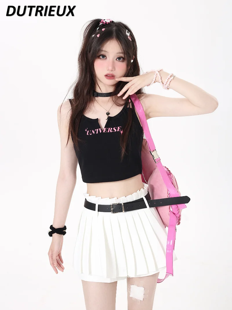 

Original English Printed All-Matching Crop Tops Summer Hot Girl Inner Match Sleeveless Vest Female Outer Wear Short Sling