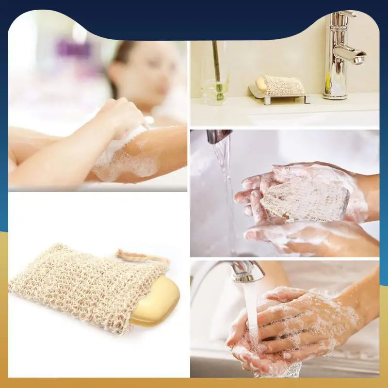 

With Drawstring Massage Foam Pocket Eraser Handmade Anti-slip Sleeve Natural Cotton And Linen Bathing Exfoliating Reusable