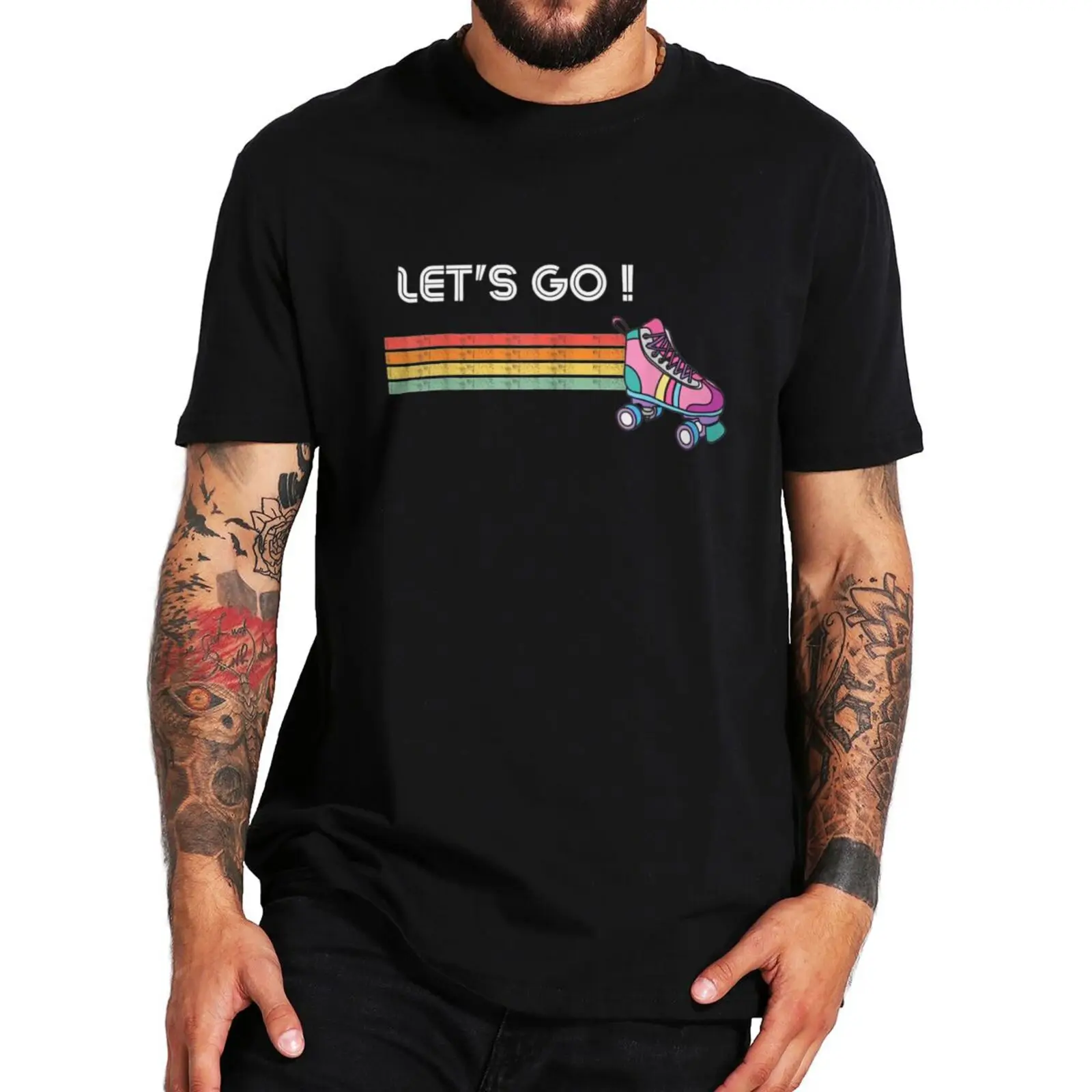 

Retro Let's Go Roller Skates T Shirt Vintage 70s 80s Style Short Sleeve Summer 100% Cotton Soft Casual Women Men Clothing