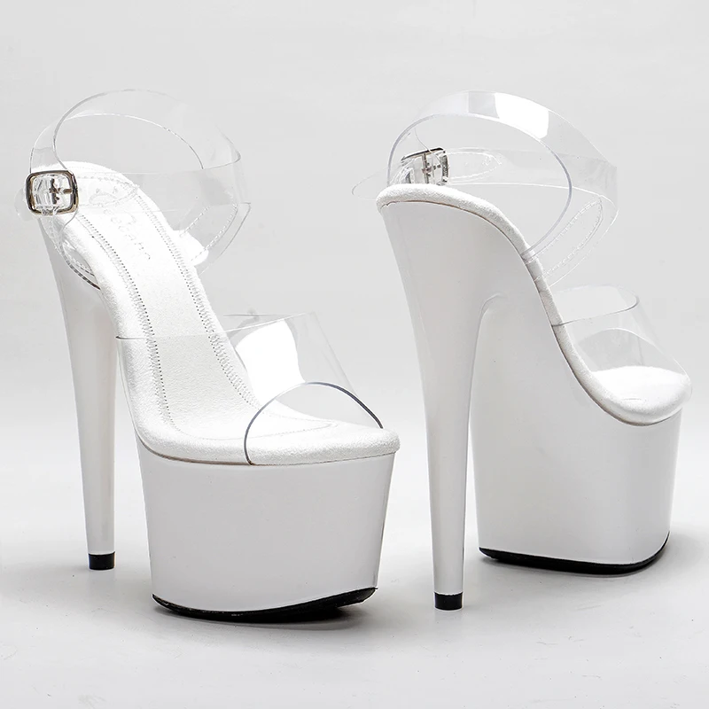 Leecabe White Painting 17CM/7Inch Women's Platform Sandals  party High Heels Shoes Pole Dancing Shoes
