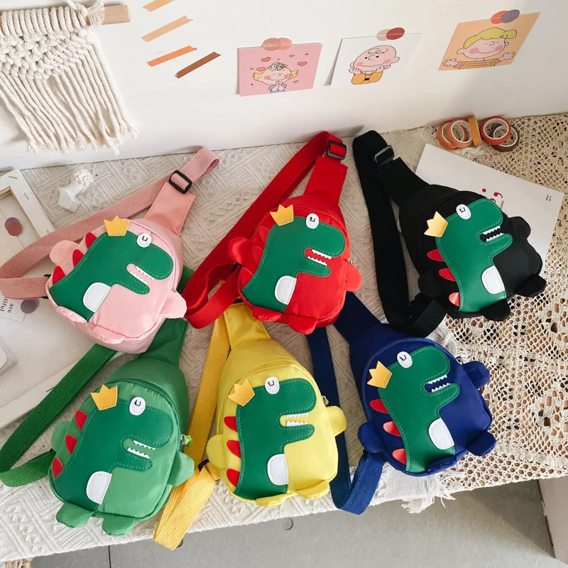 

Foreign Trade New Fashion Children's Bags Cartoon Cute Small Dinosaur Chest Bags Boys and Girls Cross-body Bags