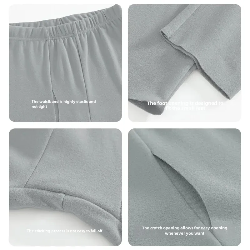 Double-Sided Fleece Lined Warm Men's Trousers Autumn Winter Thermal Underwear Solid Color Base Pants Heat Retention Anti-Cold